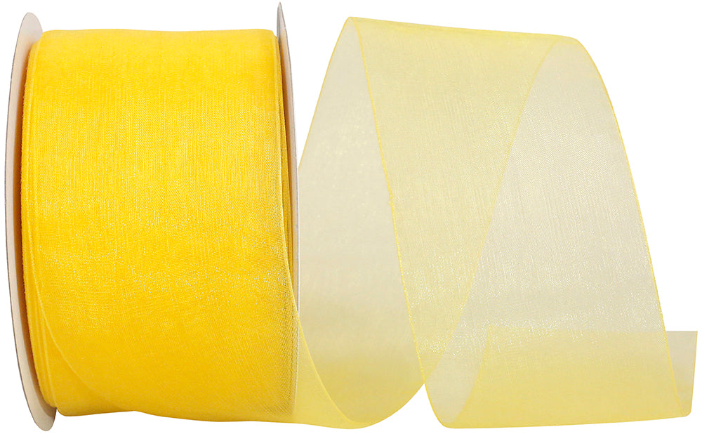 Chiffon Mono Sheer Ribbon Yellow 2-1/2 Inch 50 Yards