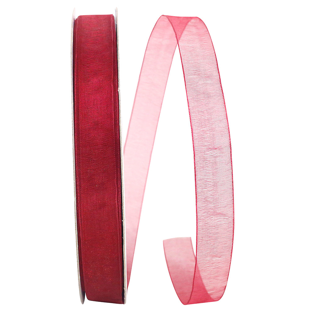 Burgundy Chiffon Mono Sheer Ribbon 5/8 Inch for Bows