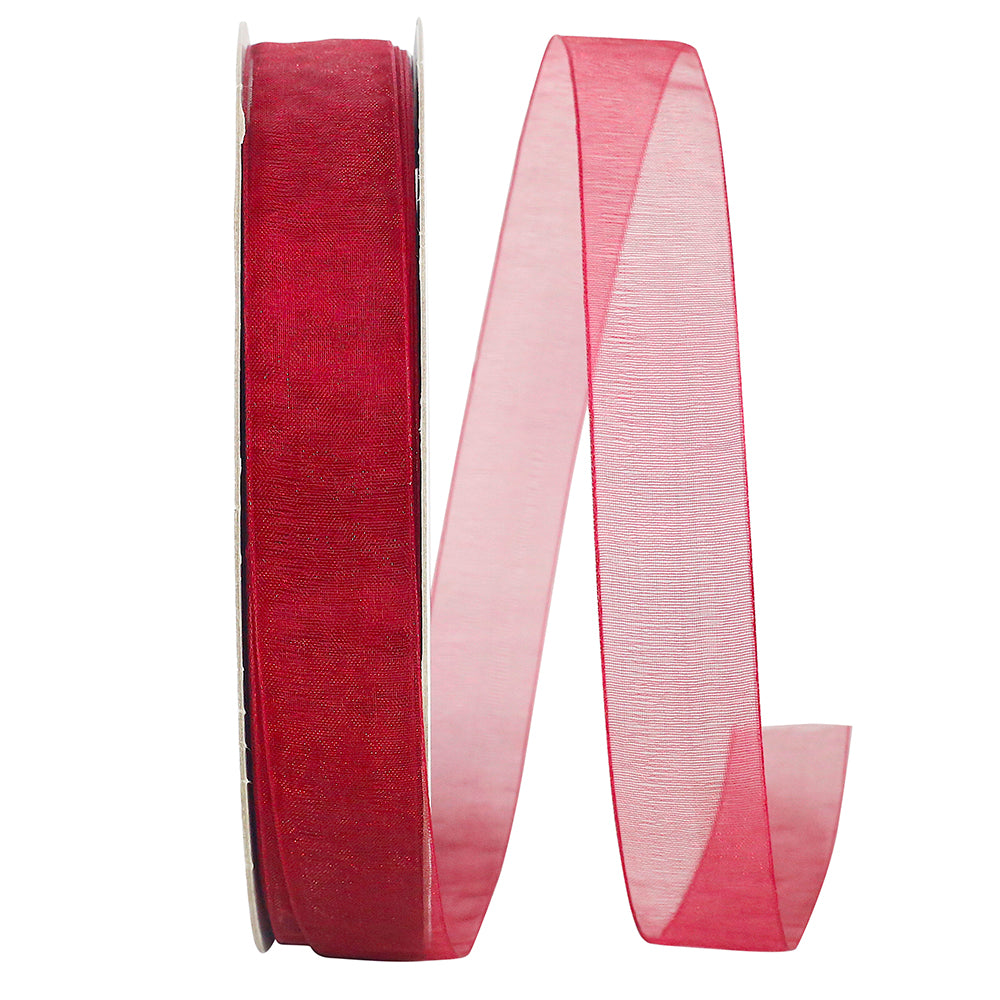 Burgundy Chiffon Mono Sheer Ribbon 7/8 Inch for Bows