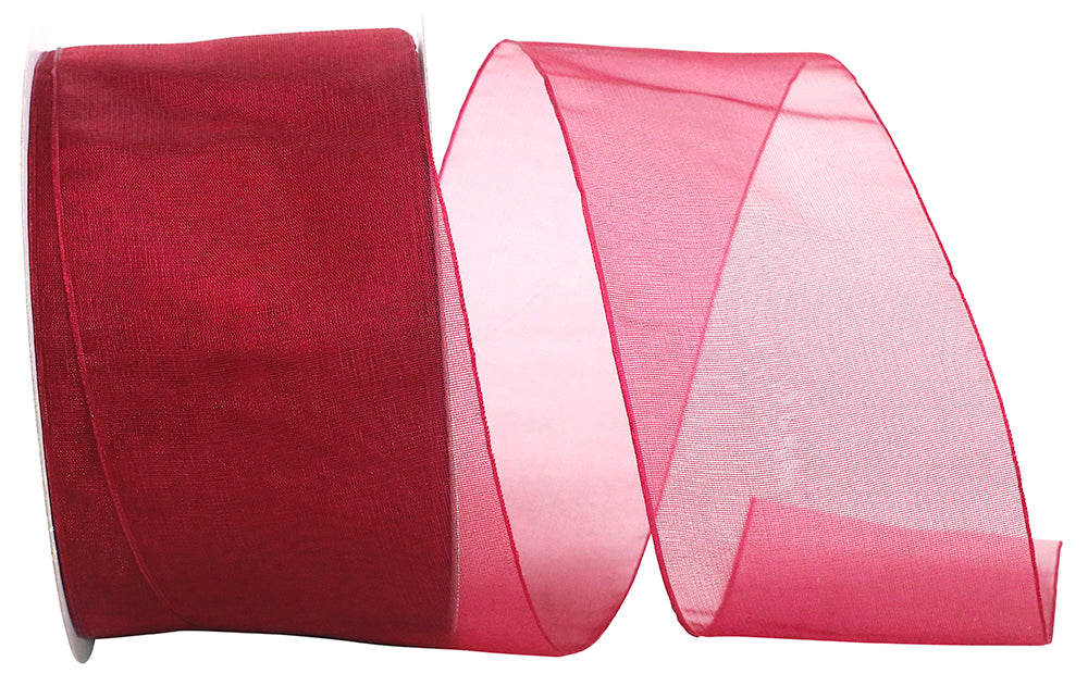 Burgundy Chiffon Mono Sheer Ribbon 2-1/2 Inch for Bows