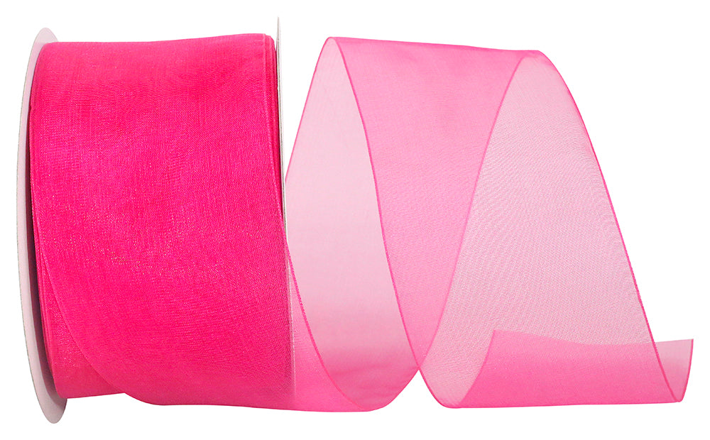 Chiffon Mono Sheer Ribbon 2-1/2 Inch Shocking 50 Yards