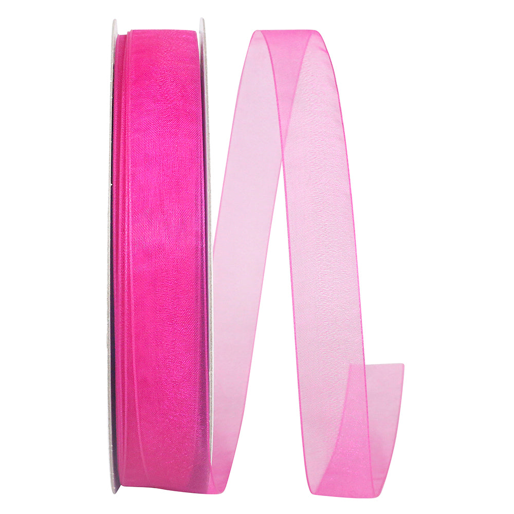 Fuchsia Chiffon Mono Sheer Ribbon 7/8 Inch for Bows