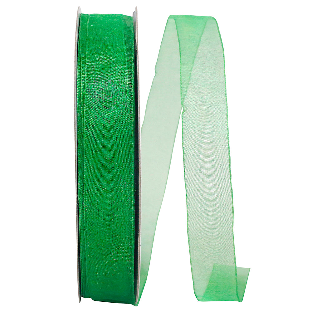 Emerald Chiffon Mono Sheer Ribbon 7/8 Inch for Bows
