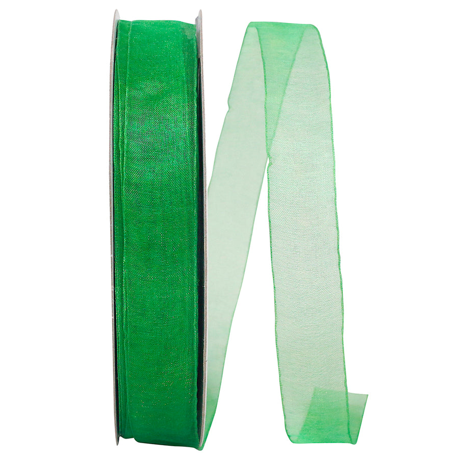 Emerald Chiffon Mono Sheer Ribbon 7/8 Inch for Bows