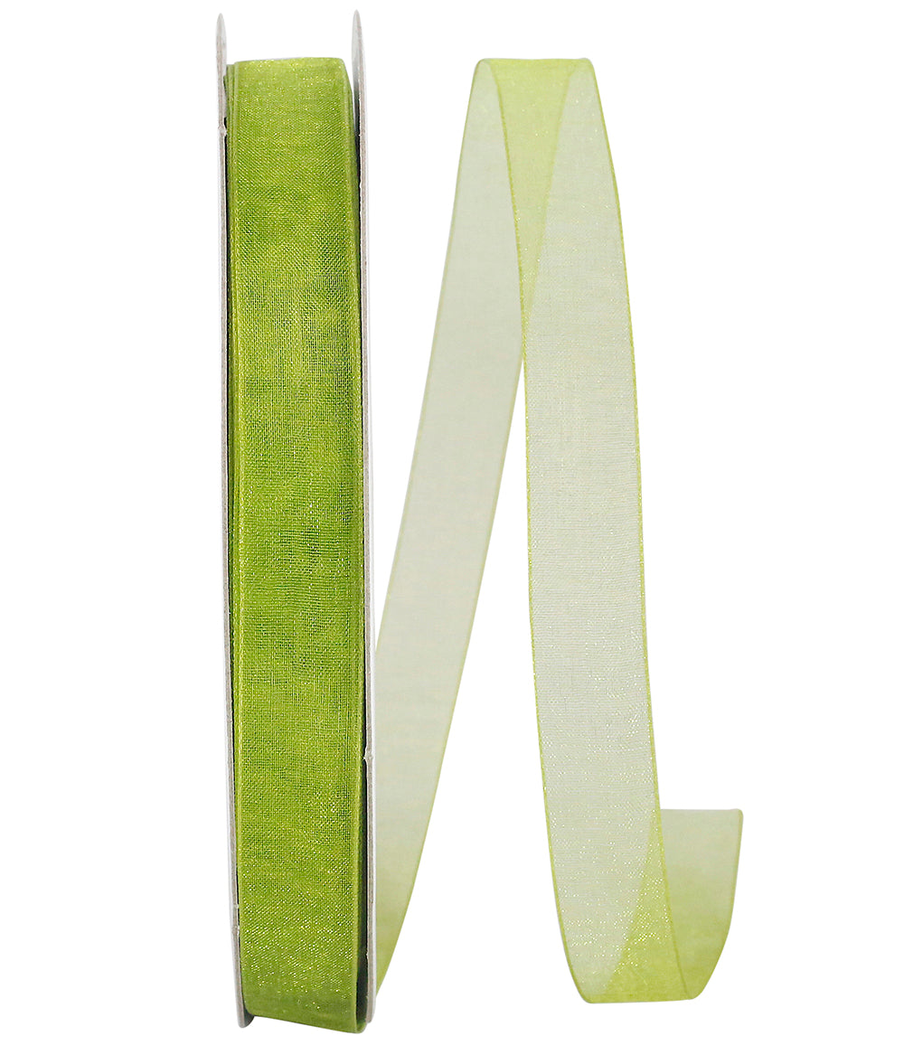 Chiffon Mono Sheer Ribbon Green 5/8 Inch for Wreaths