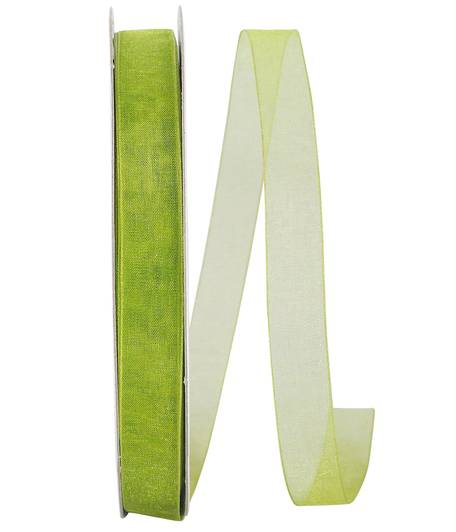 Chiffon Mono Sheer Ribbon Green 5/8 Inch for Wreaths