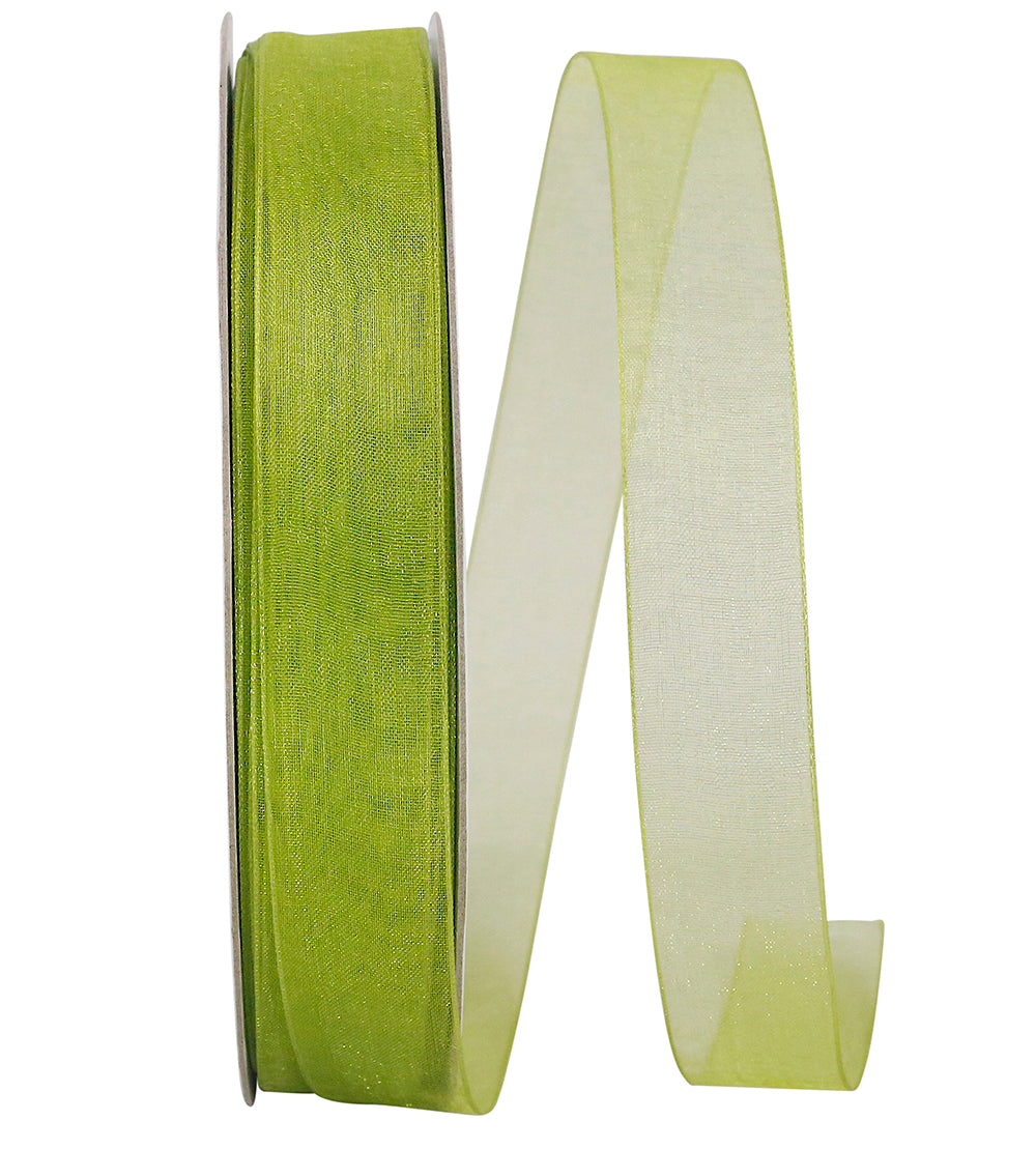 Chiffon Mono Sheer Ribbon Green 7/8 Inch for Wreaths