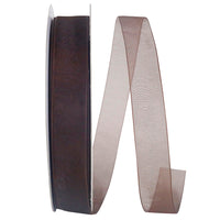 Chocolate Chiffon Mono Sheer Ribbon 7/8 Inch for Wreaths