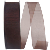 Chocolate Chiffon Mono Sheer Ribbon 1-1/2 Inch 100Yds