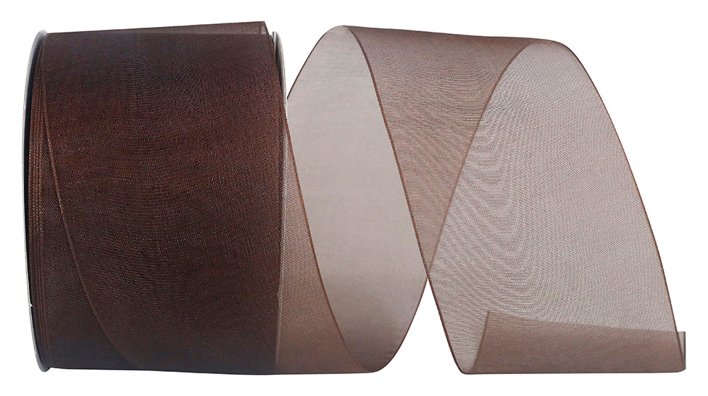 Chocolate Chiffon Mono Sheer Ribbon 2-1/2 Inch for Bows