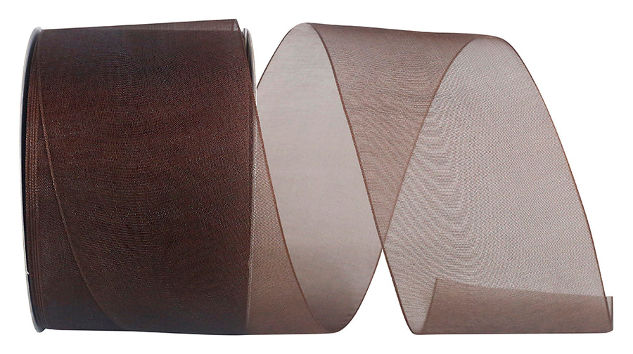 Chocolate Chiffon Mono Sheer Ribbon 2-1/2 Inch for Bows