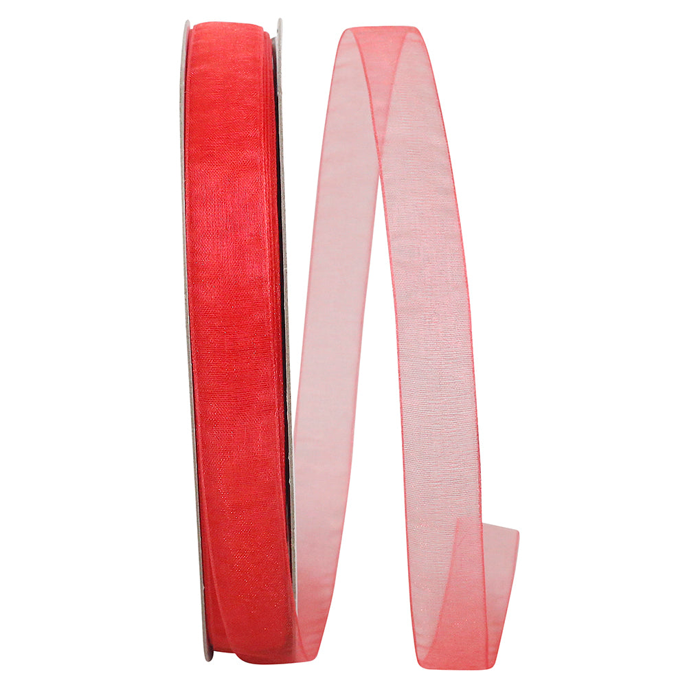 Watermelon Chiffon Mono Sheer Ribbon 5/8 Inch for Bows