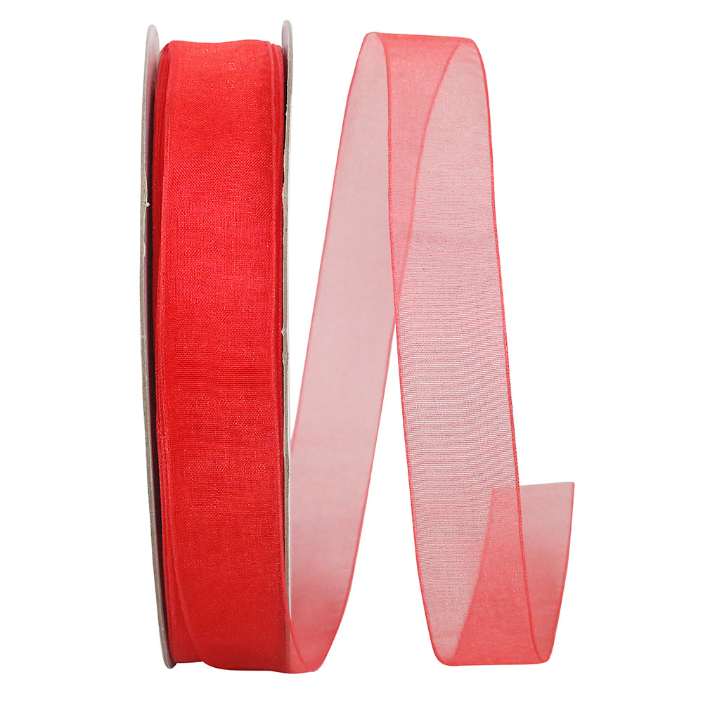 Watermelon Chiffon Mono Sheer Ribbon 7/8 Inch 100 Yards