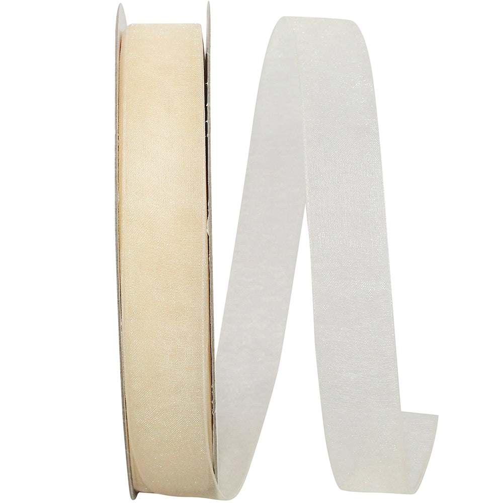 Ivory Chiffon Mono Sheer Ribbon 7/8 Inch for Wreaths