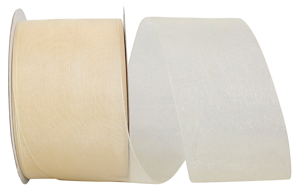 Ivory Chiffon Mono Sheer Ribbon 2-1/2 Inch for Wreaths