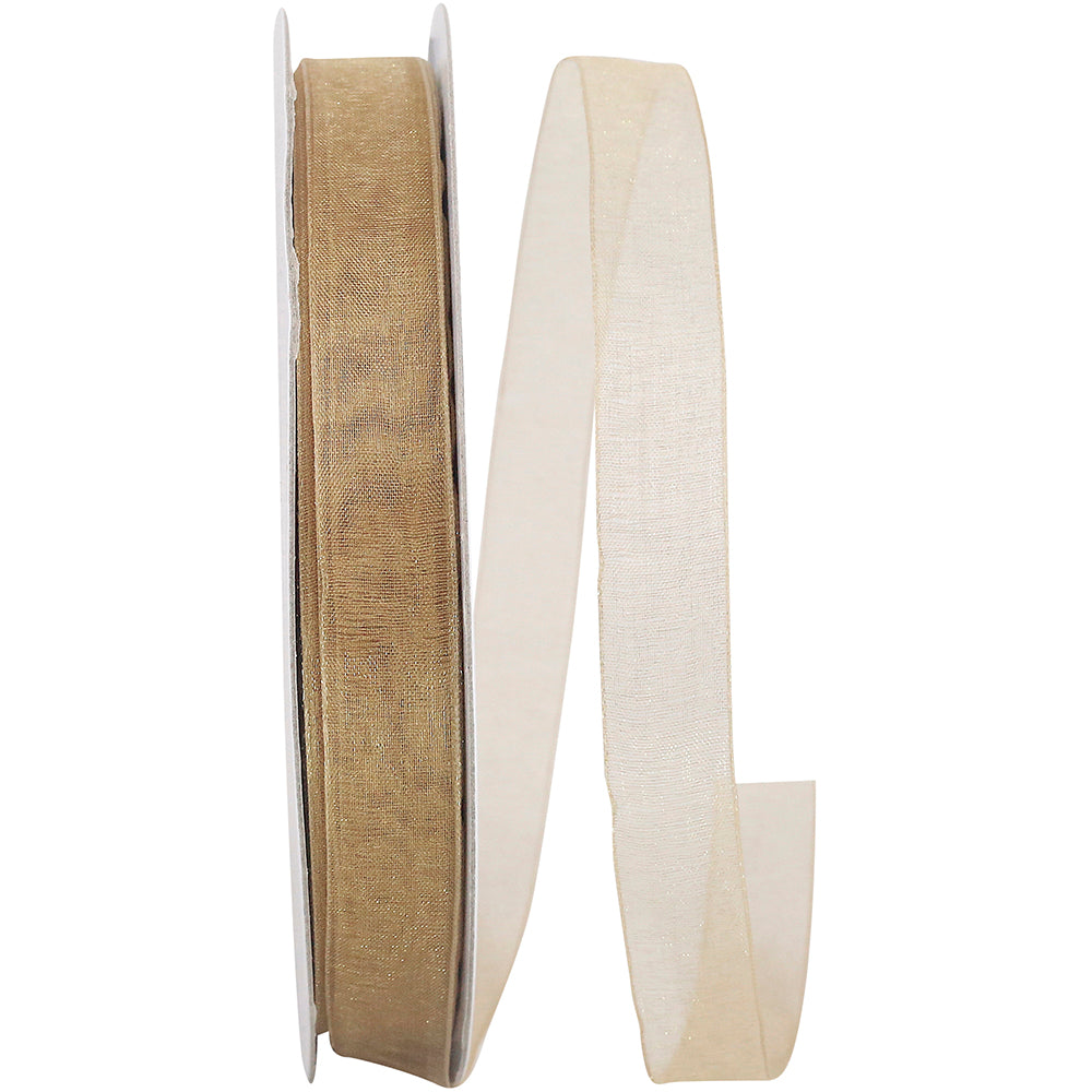 Champagne Chiffon Mono Sheer Ribbon 5/8 Inch for Bows