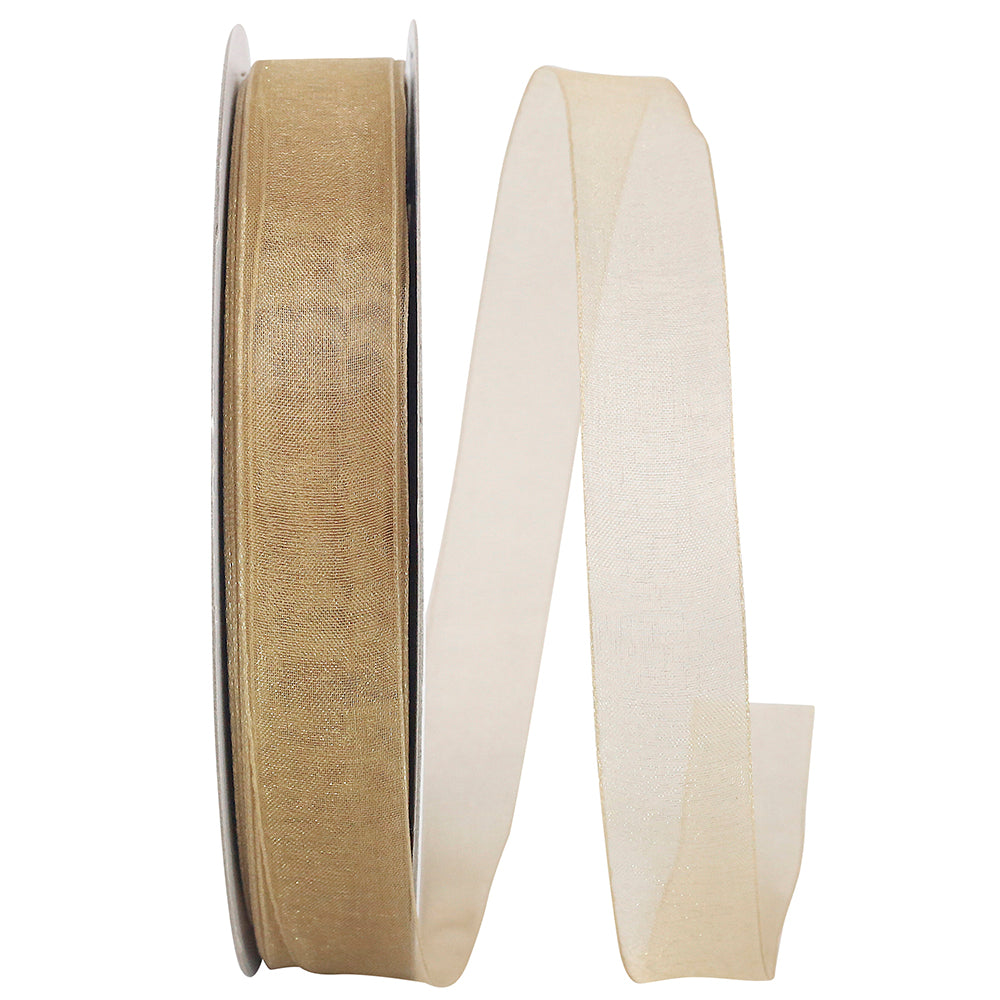 Champagne Chiffon Mono Sheer Ribbon 7/8 Inch for Bows