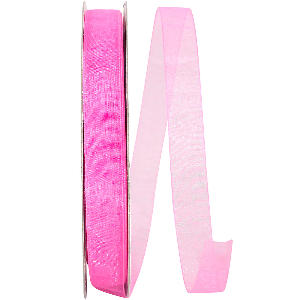 Hot Pink 5/8 Inch Chiffon Mono Sheer Ribbon for Bows