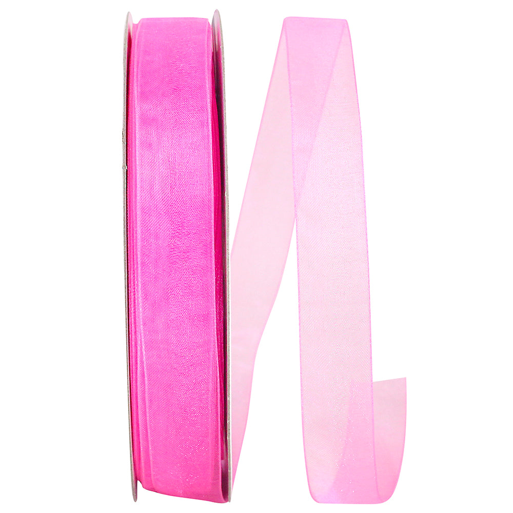 Chiffon Mono Sheer Ribbon Hot Pink 7/8 Inch for Bows