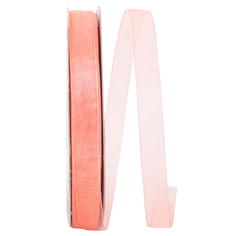Chiffon Mono Sheer Ribbon Coral 5/8 Inch for Wreaths