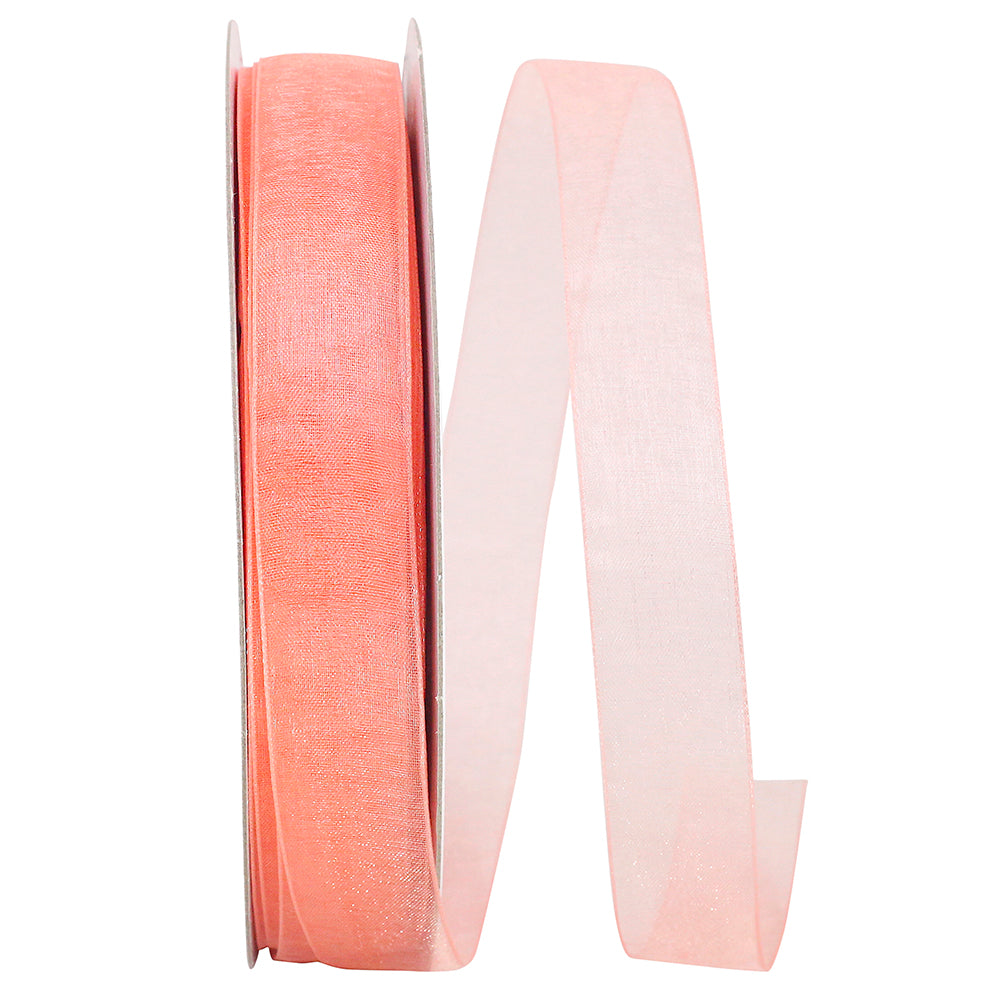 Chiffon Mono Sheer Ribbon Coral 7/8 Inch for Wreaths