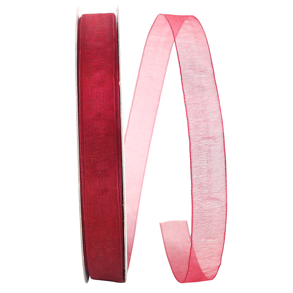 Scarlet Chiffon Mono Sheer Ribbon 5/8 Inch for Bows