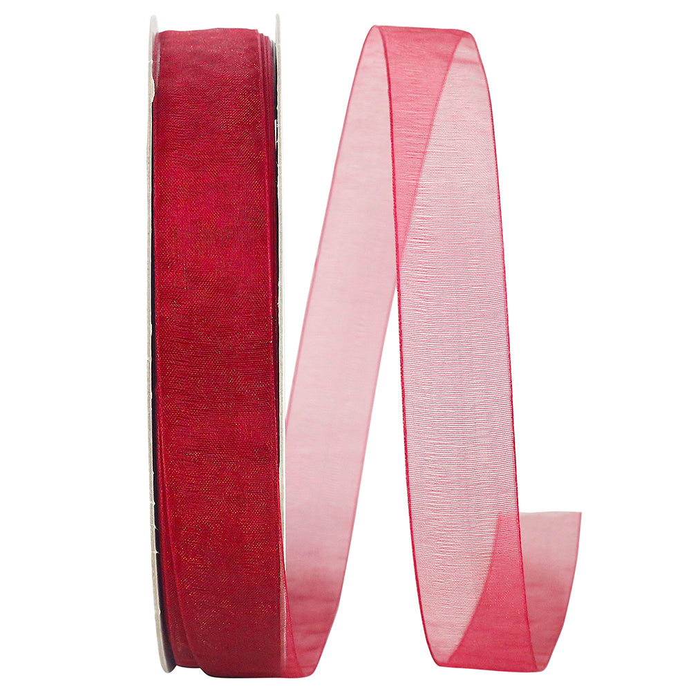 Scarlet Chiffon Mono Sheer Ribbon 7/8 Inch for Bows