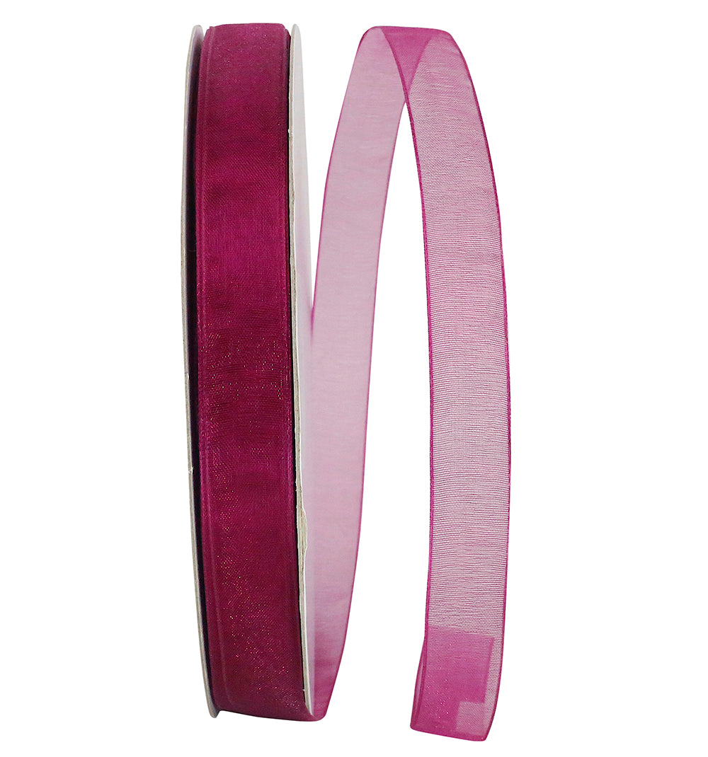 Chiffon Mono Sheer Ribbon Plum 5/8 Inch for Bows