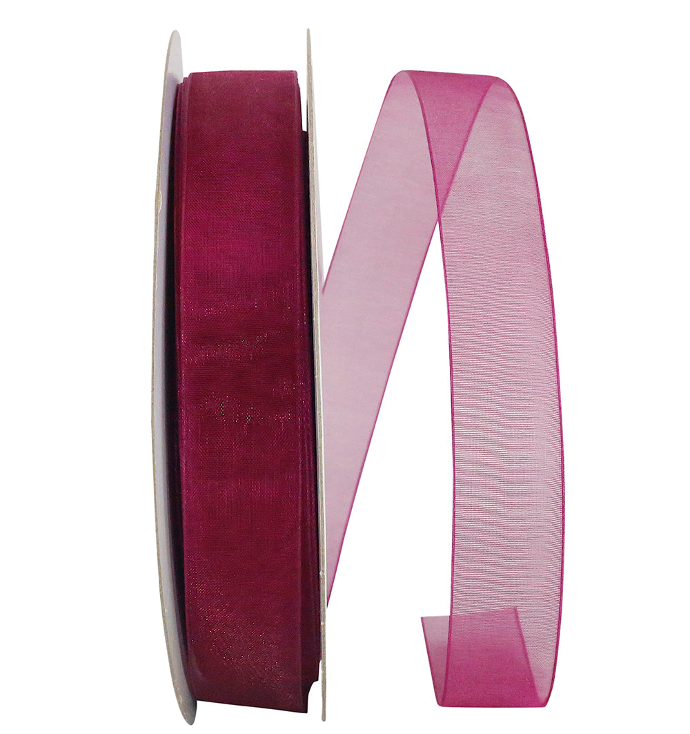Chiffon Sheer Ribbon Plum 7/8 Inch for Wreaths and Bows