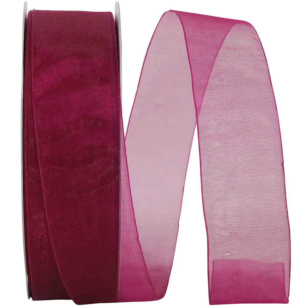 Chiffon Mono Sheer Ribbon Plum 1-1/2 Inch for Bows
