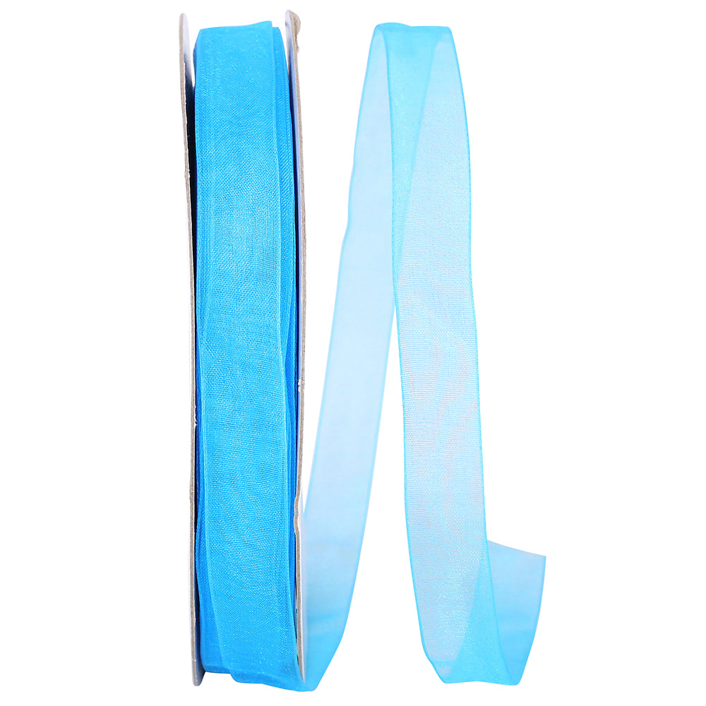 Turquoise Chiffon Mono Sheer Ribbon 5/8 Inch for Bows