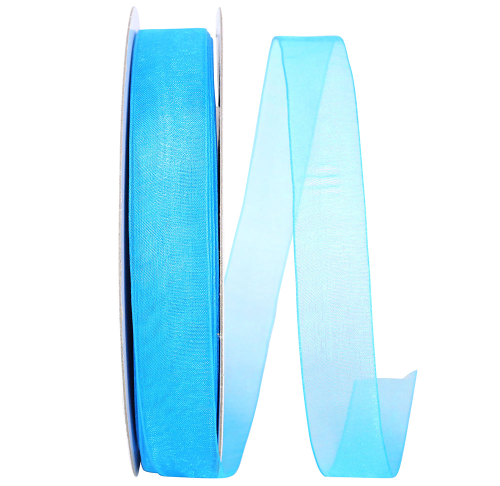 Turquoise Chiffon Mono Sheer Ribbon 7/8 Inch for Wreaths