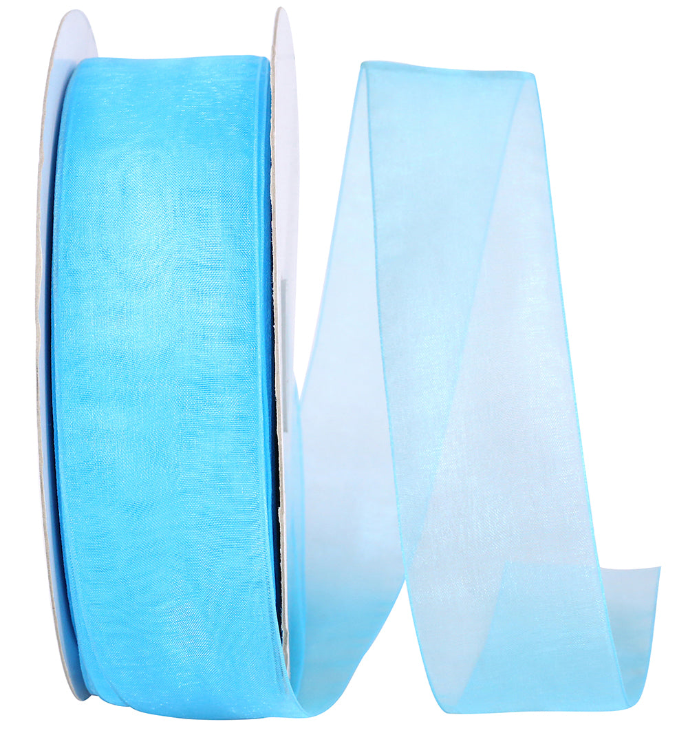 Turquoise Chiffon Mono Sheer Ribbon 1-1/2 Inch for Wreaths