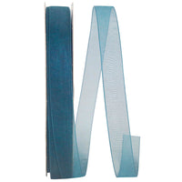 Teal Chiffon Mono Sheer Ribbon 5/8 Inch for Wreaths