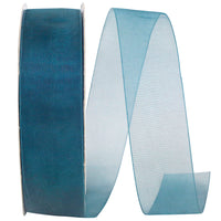 Teal Chiffon Mono Sheer Ribbon 1-1/2 Inch for Wreaths