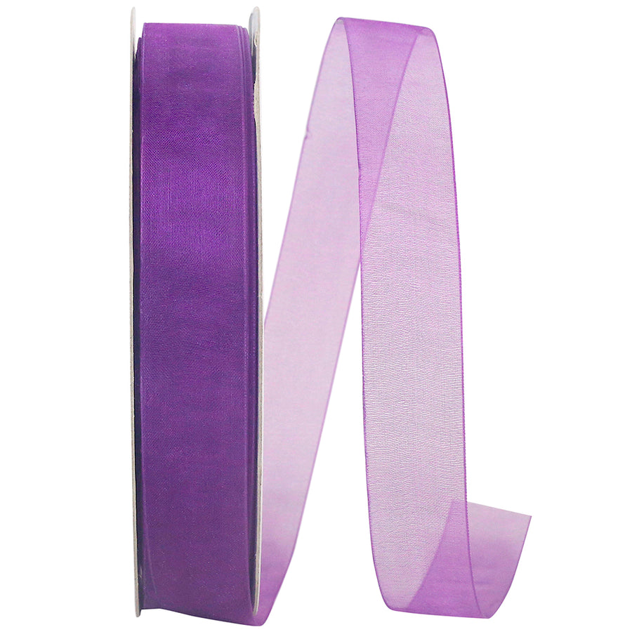 Chiffon Mono Sheer Ribbon Eggplant 7/8 Inch 100Yds