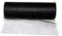 Glitter Tulle Ribbon Black 6 Inch for Wreaths and Bows
