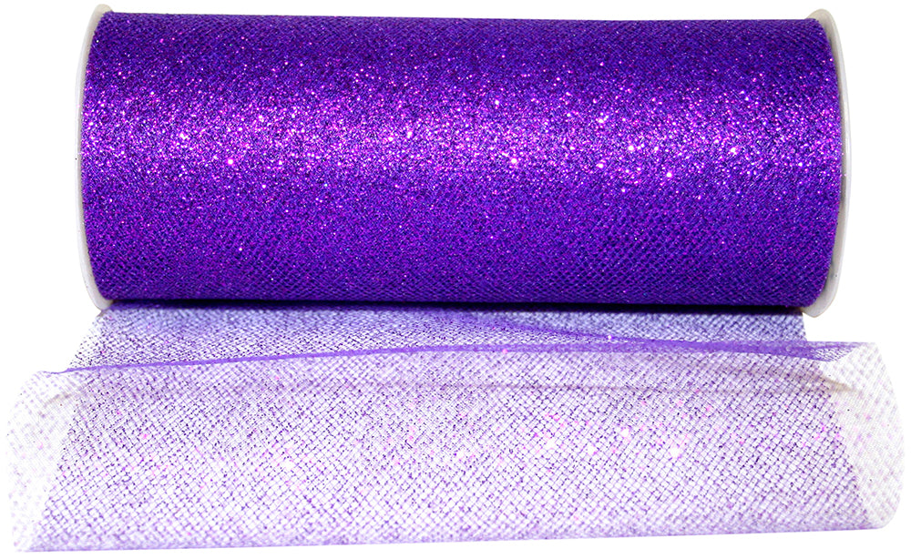 Purple Glitter Tulle Ribbon 6 Inch for Wreaths and Bows