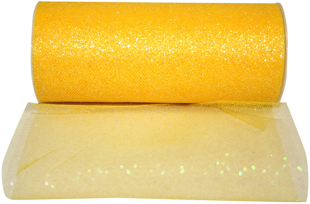 Yellow Glitter Tulle Ribbon 6 Inch for Wreaths and Bows