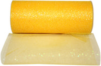 Yellow Glitter Tulle Ribbon 6 Inch for Wreaths and Bows