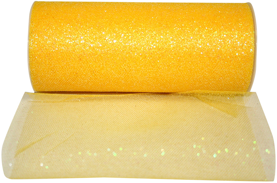 Yellow Glitter Tulle Ribbon 6 Inch for Wreaths and Bows