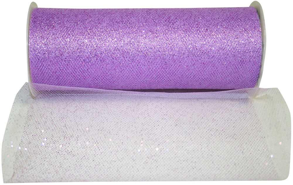 Lavender Glitter Tulle Ribbon 6 Inch for Wreaths and Bows
