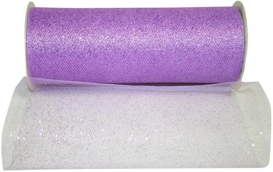 Lavender Glitter Tulle Ribbon 6 Inch for Wreaths and Bows