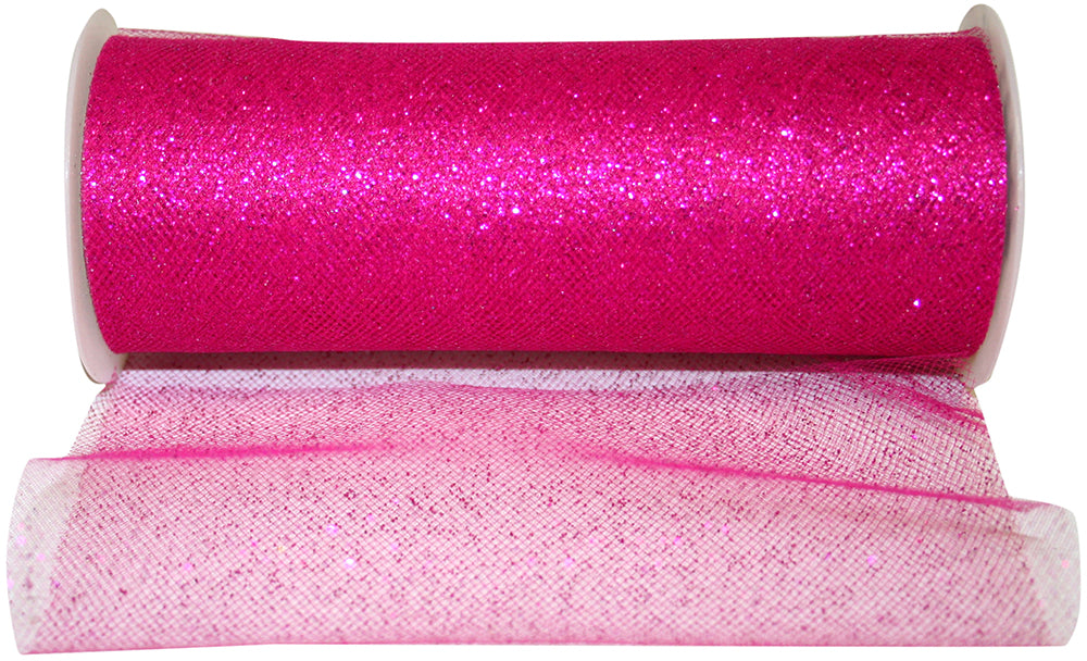 Glitter Tulle Ribbon Cyclamen 6 Inch for Wreaths and Bows