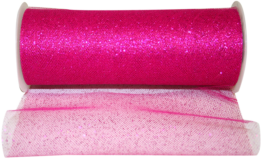 Glitter Tulle Ribbon Cyclamen 6 Inch for Wreaths and Bows