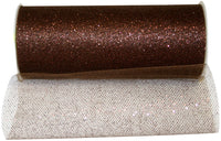 Chocolate Glitter Tulle Ribbon 6 Inch for Wreaths and Bows