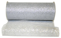 Glitter Tulle Ribbon 6 Inch White Silver 25Yds