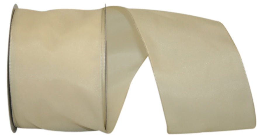 Rhapsody Taffeta Wired Edge Ribbon Ivory 2-1/2 Inch