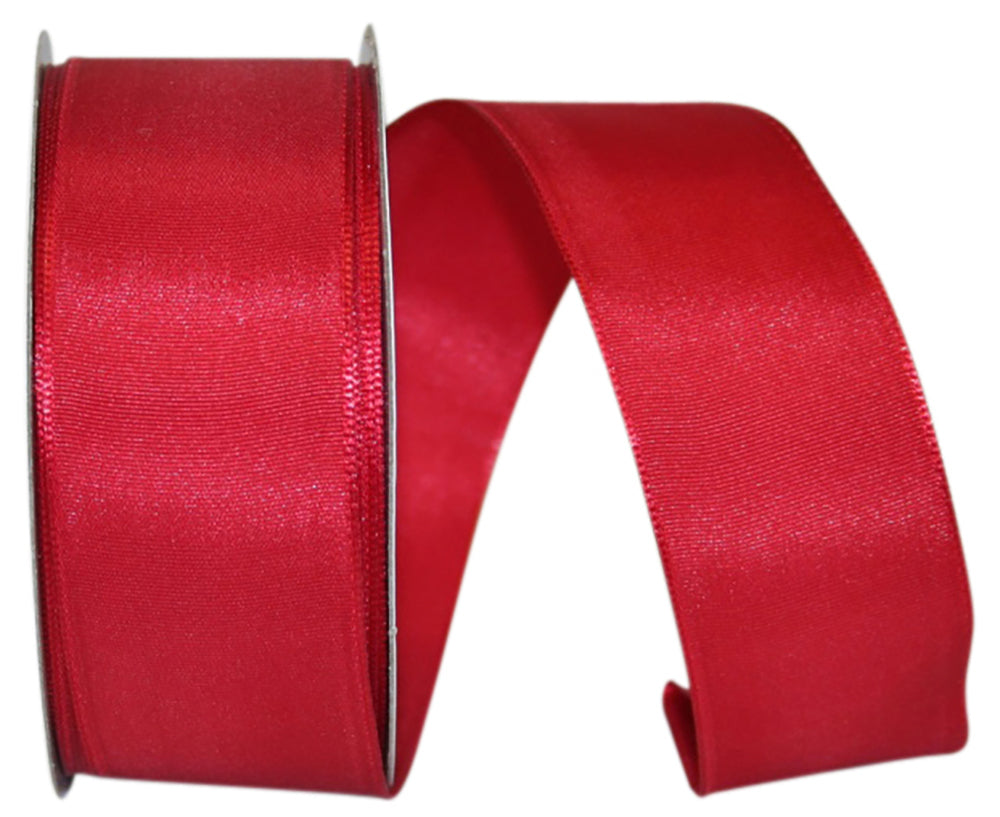 Scarlet Taffeta Wired Edge Ribbon 1-1/2 Inch for Wreaths
