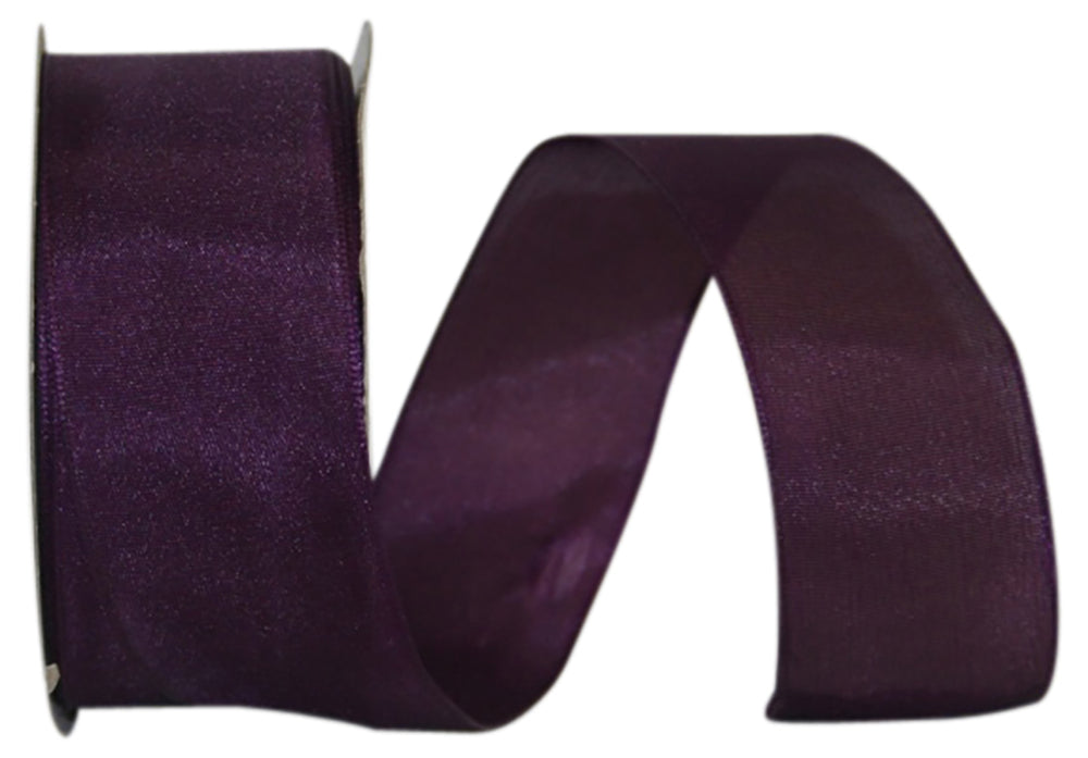 Plum Taffeta Wired Edge Ribbon 2-1/2 Inch for Wreaths